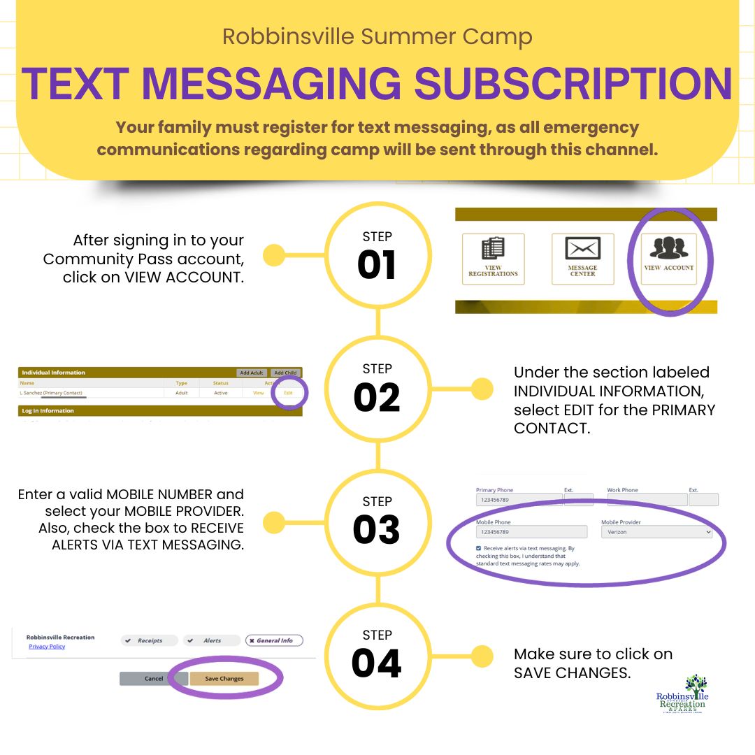 Camp Text Message Subscription Flyer